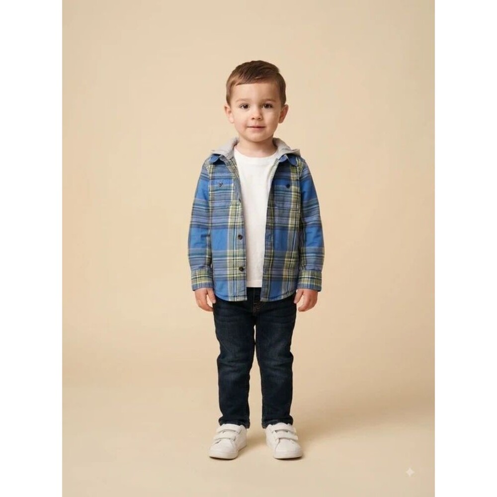 Carter's Blue Plaid Hooded Shirt Layering Back to School